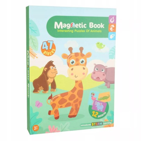 Układanka magnetyczna Montessori zwierzęta puzzle edukacyjne 47 magnesów