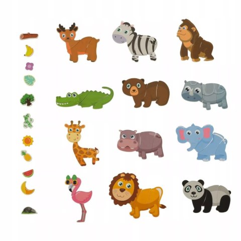 Układanka magnetyczna Montessori zwierzęta puzzle edukacyjne 47 magnesów