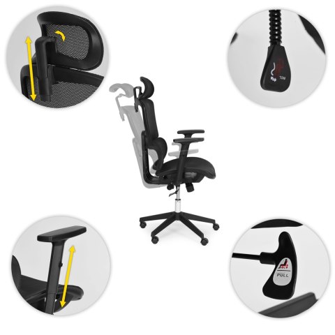 Fotel biurowy obrotowy ergonomiczny regulacja wysokości czarny ModernHome