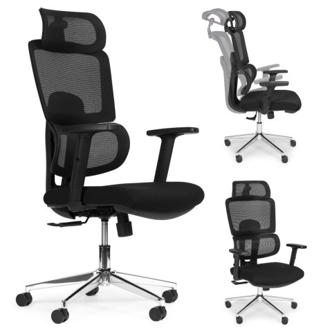 Fotel biurowy obrotowy ergonomiczny regulacja wysokości czarny ModernHome