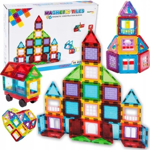 Klocki magnetyczne 3D edukacyjne konstrukcje 45el. układanka dla dzieci
