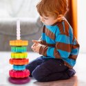 Tęczowa wieża sensoryczna 6 krążków - kreatywna piramidka edukacyjna