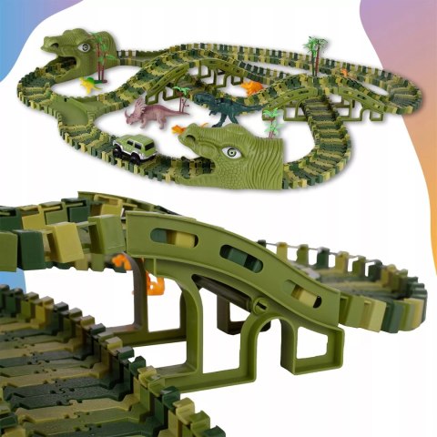 Tor samochodowy dla dzieci Dino Park wyścigowy zestaw 240 el dinozaury