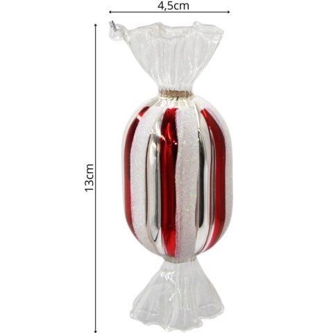 BOMBKA FORMÓWKA SZKLANA CUKIEREK 13CM MICA SREBRNY
