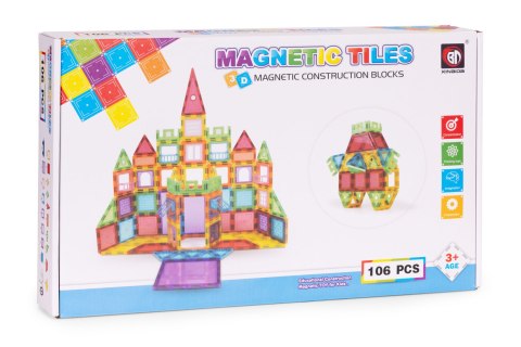 Klocki magnetyczne konstrukcyjne domek autko przyczepka 106 elementów