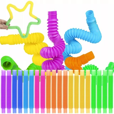Kolorowa Zabawka Rozwojowa Tuby Sensoryczne Rurki POP XXL 20 szt.