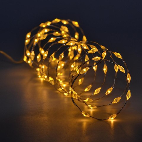 LAMPKI DRUCIKI NA BATERIE GIRLANDA 90 LED CIEPŁY BIAŁY FLASH LUCA
