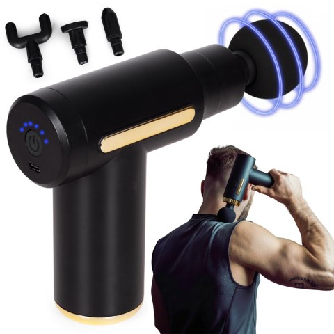 Pistolet do masażu masażer ręczny wibracyjny zestaw 4 końcówek ModernHome