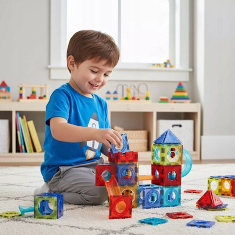 Tor Kulkowy klocki magnetyczne 96 el. konstrukcje 3D