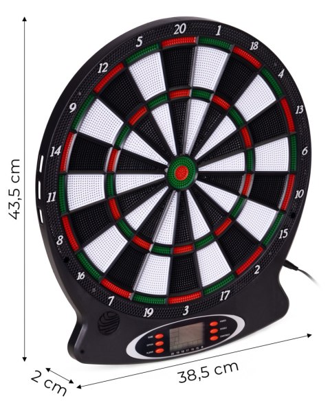 Elektroniczna tarcza do darta gry w rzutki lotki tablica LCD 38 cm 18 gier zestaw 6 rzutek