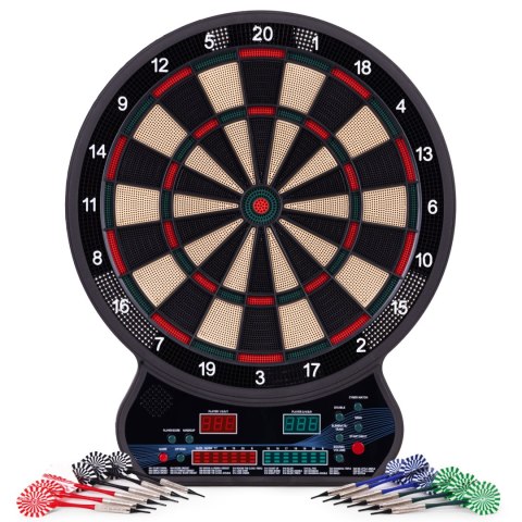 Elektroniczna tarcza do darta gry w rzutki lotki tablica LCD 42 cm 27 gier zestaw 12 rzutek