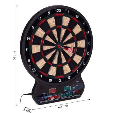 Elektroniczna tarcza do darta gry w rzutki lotki tablica LCD 42 cm 27 gier zestaw 12 rzutek