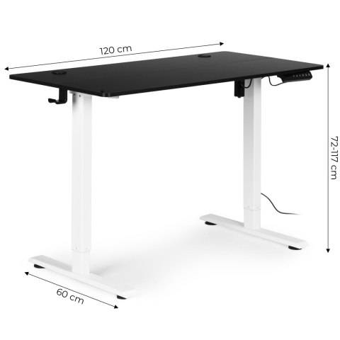 Biurko elektryczne regulowane 120x60 cm regulacja wysokości 72-117 cm ModernHome