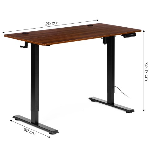 Biurko elektryczne regulowane 120x60 cm regulacja wysokości 72-117 cm ModernHome
