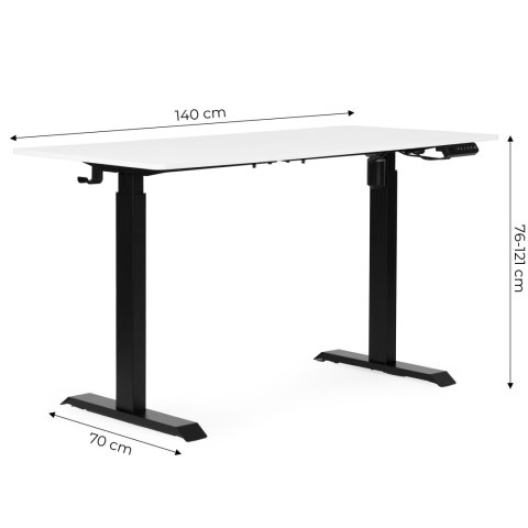 Biurko elektryczne regulowane 140x70 cm regulacja wysokości 76-121 cm ModernHome