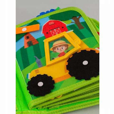Sensoryczna książeczka dla dzieci farma zwierzątka na rzepy Montessori