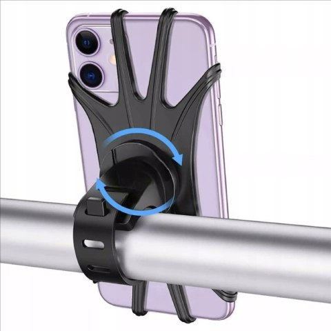 Uchwyt na telefon do roweru obrotowy silikonowy czarny stabilny