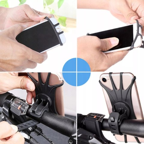 Uchwyt na telefon do roweru obrotowy silikonowy czarny stabilny