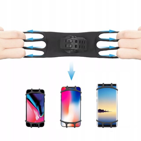 Uchwyt na telefon do roweru obrotowy silikonowy czarny stabilny