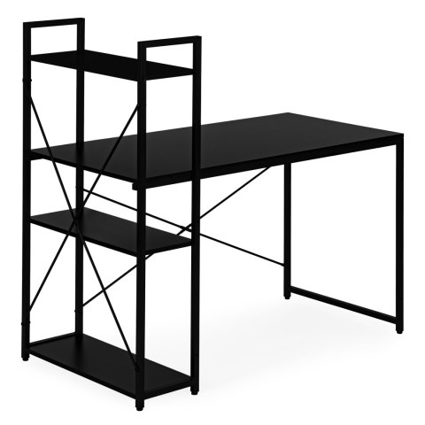 Biurko komputerowe szkolne 120x60 cm regał z 3 półkami czarne ModernHome
