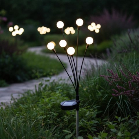 LAMPA SOLARNA TAŃCZĄCE NA WIETRZE KULECZKI BIAŁE 6 LED 72CM ZIMNY BIAŁY