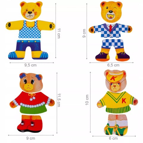Drewniana układanka misie skrzynka klocki 74 el puzzle