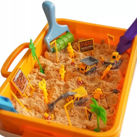 Piasek Kinetyczny dla dzieci Magiczny Plac Budowy 1 kg Maszyny Foremki 3+