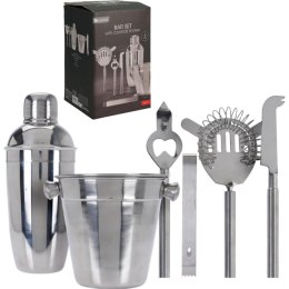 ZESTAW BARMAŃSKI 6 ELEMENTÓW SHAKER DO DRINKÓW SREBRNY