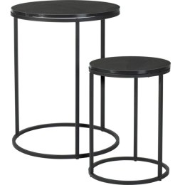 ZESTAW STOLIKÓW KAWOWYCH LOFT OKRĄGŁE BOCZNE MDF METAL 30/40CM CZARNE