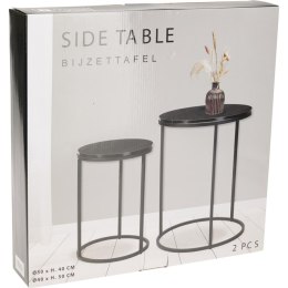 ZESTAW STOLIKÓW KAWOWYCH LOFT OKRĄGŁE BOCZNE MDF METAL 30/40CM CZARNE