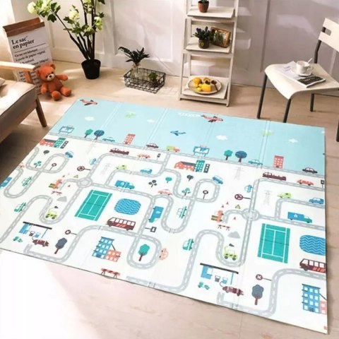Dwustronna Mata piankowa edukacyjna składana dla dzieci duża 180x200 cm