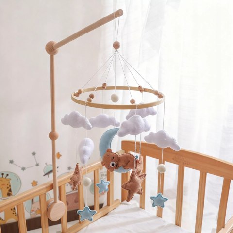 Karuzelka do Łóżeczka Dziecięcego Boho Naturalne Drewno + pałąk Bear & Moon