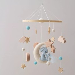 Karuzelka do Łóżeczka Dziecięcego Boho Naturalne Drewno + pałąk Rabbit Moon