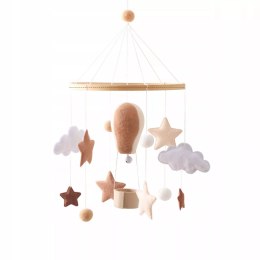 Karuzelka do Łóżeczka Dziecięcego Boho Naturalne Drewno z pałąkiem Balon