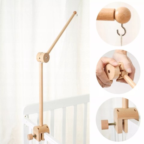 Karuzelka do Łóżeczka Dziecięcego Boho Naturalne Drewno z pałąkiem Balon