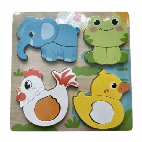 Drewniana układanka 3D Zwierzątka dla dzieci - puzzle edukacyjne 18m+