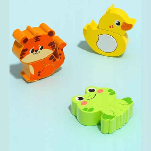 Drewniana układanka puzzle zwierzątka dla dzieci 18m+ panda sowa tygrys