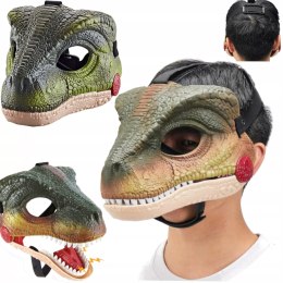 Maska dinozaur T-rex z dźwiękiem ruchoma paszcza bal kostium dla dzieci