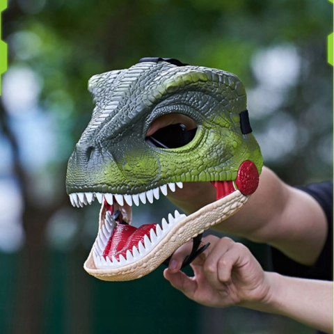 Maska dinozaur T-rex z dźwiękiem ruchoma paszcza bal kostium dla dzieci
