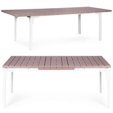 Stół ogrodowy rozkładany 180-240 cm do 12 os. stal HDPE beżowy MultiGarden
