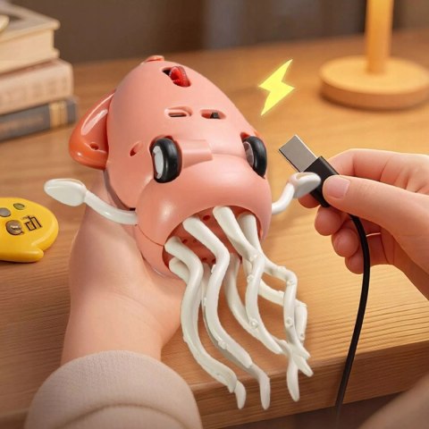 Tańcząca kałamarnica USB - Zabawka Interaktywna z Muzyką i LED + Wędka
