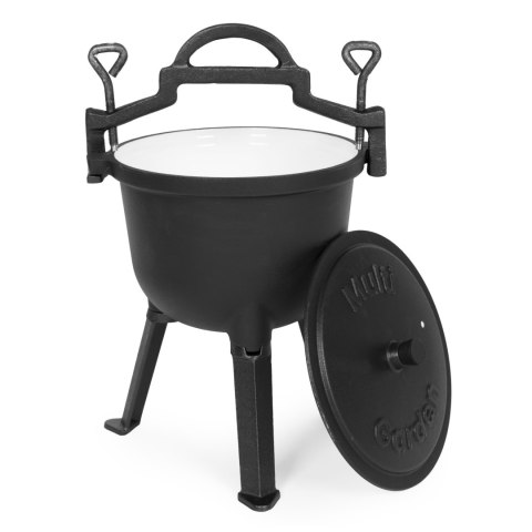Kociołek żeliwny emaliowany 8L stojący garnek myśliwski ognisko grill MultiGarden