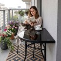 Stolik półokrągły szklany kawowy na balkon taras patio czarny MultiGarden