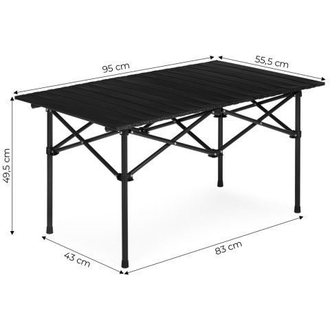 Stolik turystyczny składany 95x55 cm kempingowy z torbą czarny MultiGarden