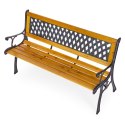 Drewniana ławka ogrodowa 126x51 cm z ażurowym oparciem i żeliwnymi nogami parkowa MultiGarden