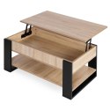 Stolik kawowy rozkładany blat podnoszony 90 cm schowek półka dąb sonoma ModernHome