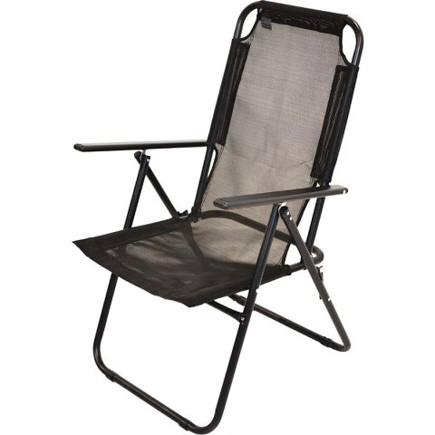 KRZESŁO TURYSTYCZNE Z PODŁOKIETNIKAMI 61x66x65-108CM SKŁADANE CZARNE
