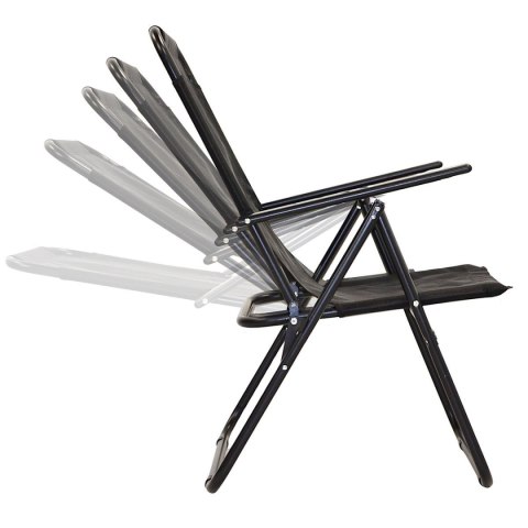 KRZESŁO TURYSTYCZNE Z PODŁOKIETNIKAMI 61x66x65-108CM SKŁADANE CZARNE