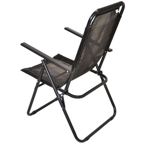 KRZESŁO TURYSTYCZNE Z PODŁOKIETNIKAMI 61x66x65-108CM SKŁADANE CZARNE