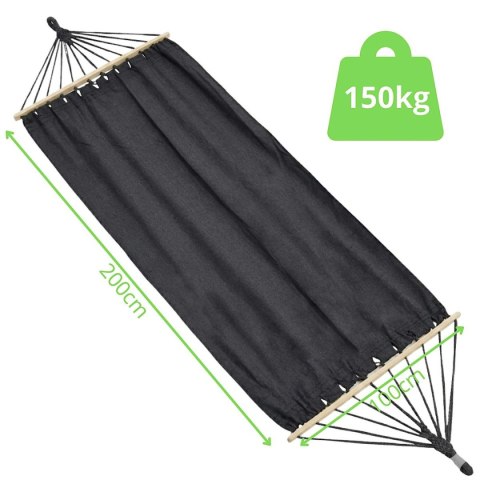 HAMAK OGRODOWY 1 OSOBOWY 200X100CM Z DRĄŻKIEM ANTRACYT 1064055
